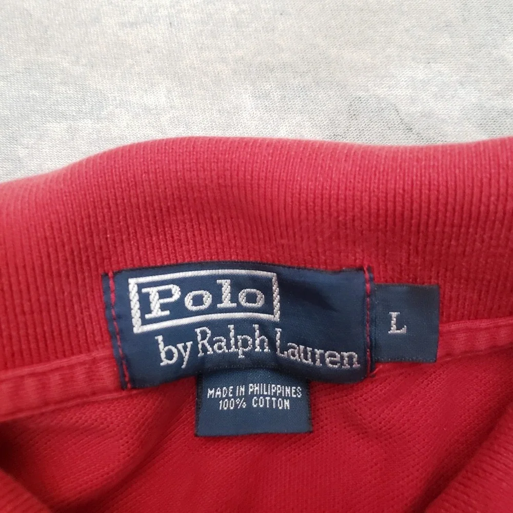 Vintage Polo Ralph Lauren Polo Shirt Mens Large Red Short Sleeve Preppy